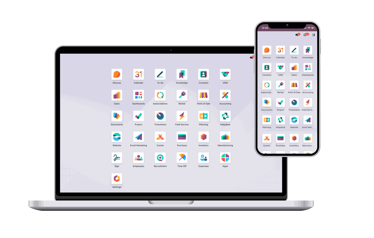 Odoo on desktop, tablet and mobile